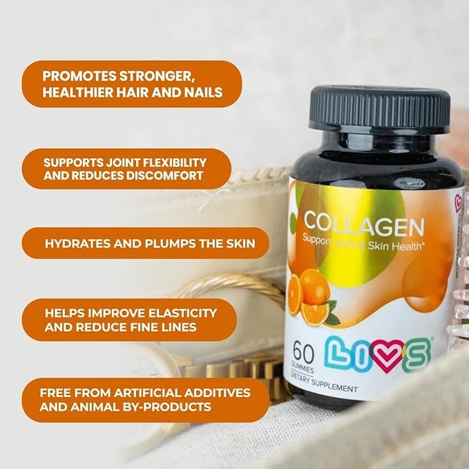 LIVS Collagen Gummies for Women & Men | Multi Collagen Peptides - Hydrolyzed Collagen Peptides | Collagen Powder Alternative for Skin, Hair, Nails & Joints | Gluten Free 100mg Marine Collagen/Dose