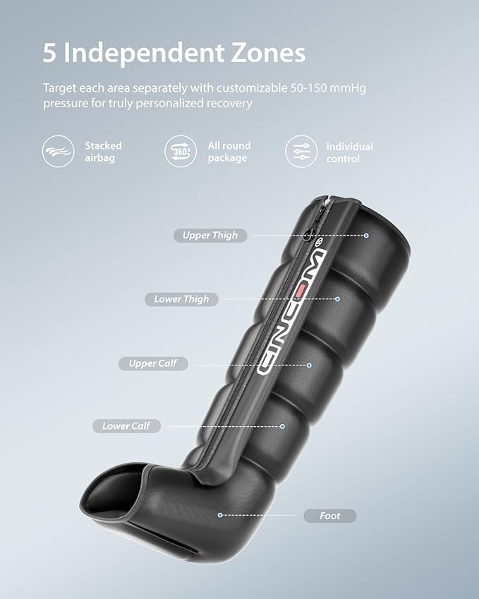 CINCOM Leg Massager Recovery System, Cordless Air Compression Boots for Circulation, Sequential Compression Device for Athletes Legs Feet Massage
