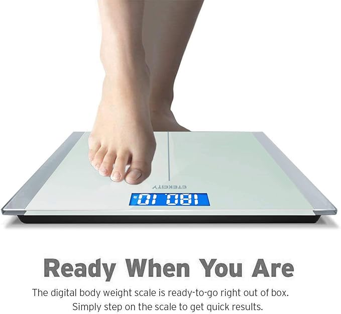 Etekcity Scale for Body Weight, Bathroom Digital Electric Scale for People, Measures Weight up to 400 lbs, White