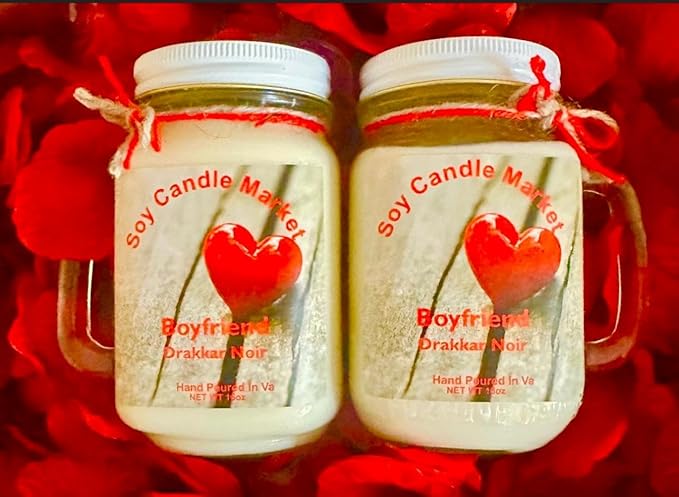 Soy Scented Candles | Handmade & Highly Aromatic Candles Burns Upto 85 Hours in Glass Jar - Perfect for Home Decor, Wedding, Birthday, Dinner (Boyfriend, 16 oz)