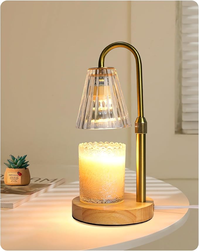 Candle Warmer Lamp with Adjustable Height, Glass Candle Lamp Warmer for Jar Candles for Jar Candles, Candle Lamp for Jar Candles, Electric Candle Warmer for Home Bedroom Decor with 2 Bulbs