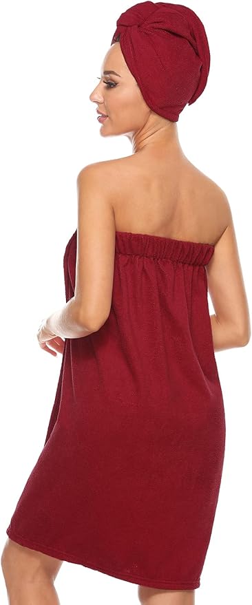Knuffnee Women's Bath Wrap Towel Shower Spa Body Wrap Adjustable Closure Bathrobe