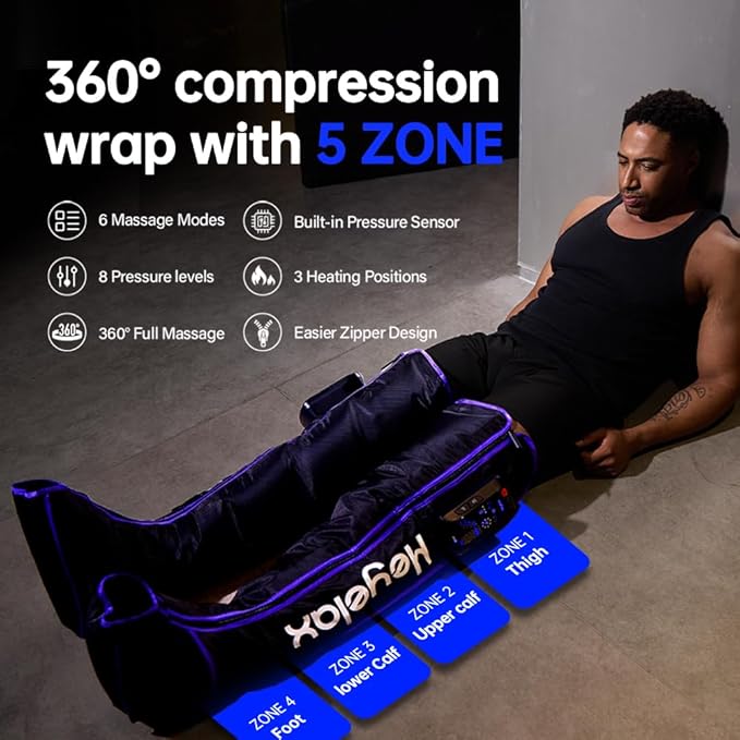 Leg Massager for Circulation and Pain Relief, Recovery Boots for Fast Therapy, Thigh Knee Calf & Foot Massager,Leg Compression Massager (Large,2-Pack)