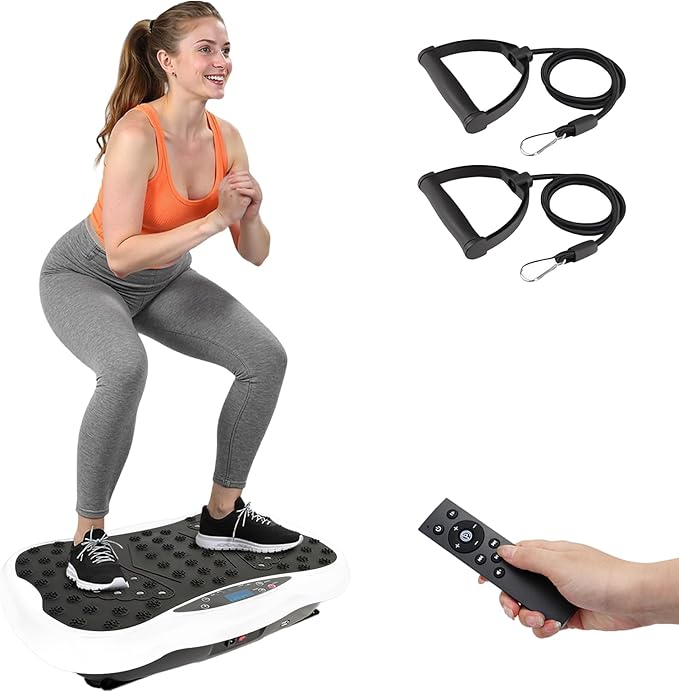 ALSO GO Vibration Plate Exercise Machine, 120-Level & 3 Workout Modes Vibration Board for Weight Loss/Lymphatic Drainage, 400lbs Capacity with Resistance Bands, Full Body Platform for Home Fitness