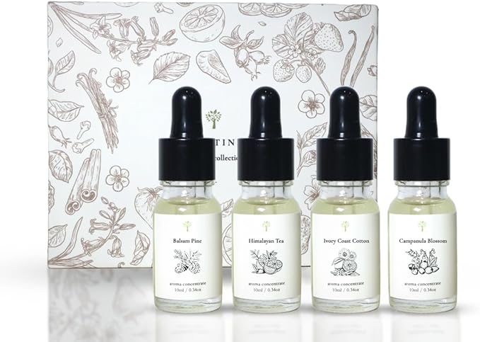 PRISTINE Top 4 Signature Blend Essential Oils 4 Pcs Set for Electronic Diffuser for Home, Humidifier, Aromatherapy fragrance for home(Himalayan Tea, Campanula Blossom, Balsam Pine, Ivory Coast Cotton)