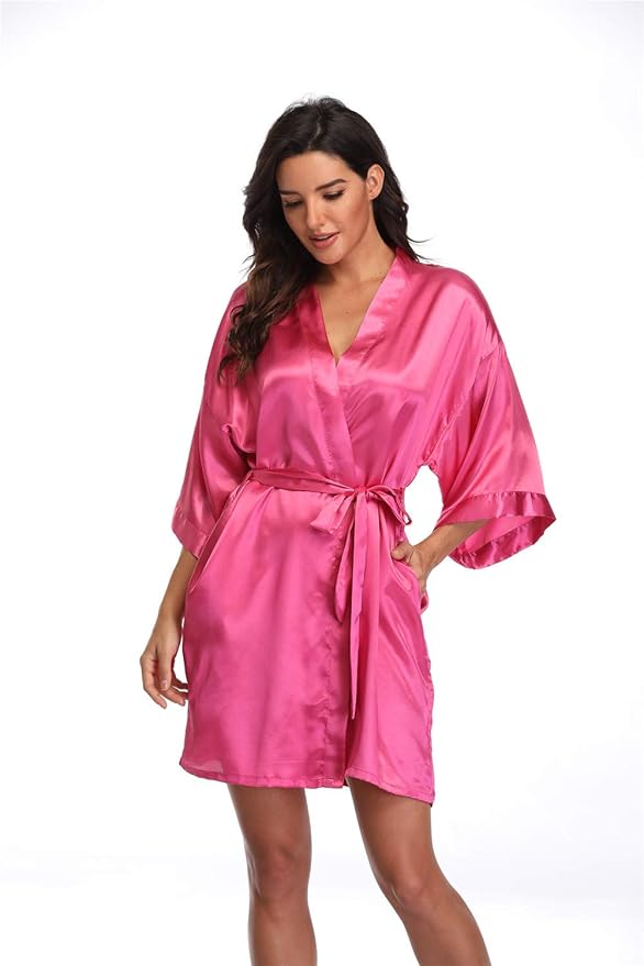 Women's Pure Short Silky Robes Bridesmaid Bride Party Satin Robes Sleepwear