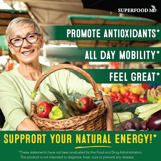 Superfood Fruit and Veggie Supplement - 360 Whole Super Fruit and Vegetable Supplements & Vitamin with Olive Leaf, Soy Free- 180 Count (Pack of 2)