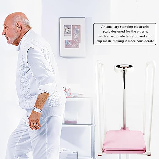Assist The Elderly in Measuring Weight gain While Standing, with an Electronic Scale with armrests, Suitable for use in clinics, Hospitals, Schools, Nursing Homes (Pink)
