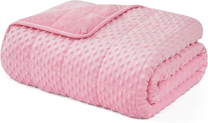 L'AGRATY Weighted Blanket - 36"x48" 3lbs Minky Dots Heavy Blanket with Glass Beads Soft Breathable for All-Season Summer Fall Winter Thick Comfort for Sleeping