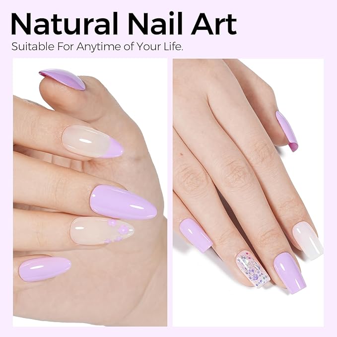 TOMICCA Purple Gel Nail Polish, 15ml Pastel Lilac Purple Gel Polish Colors, Soak Off UV Nail Art Macarons Manicure Salon DIY for Spring Summer