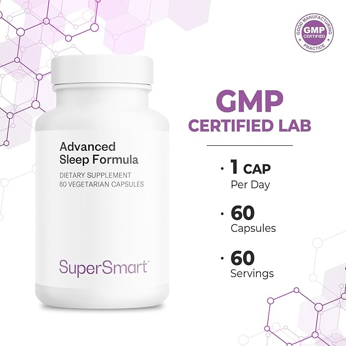 Supersmart - Advanced Sleep Formula (High Strength) - with Melatonin, Valerian Root, California Poppy, Passion Flower, Lithium Orotate | Non-GMO & Gluten Free - 60 Vegetarian Capsules