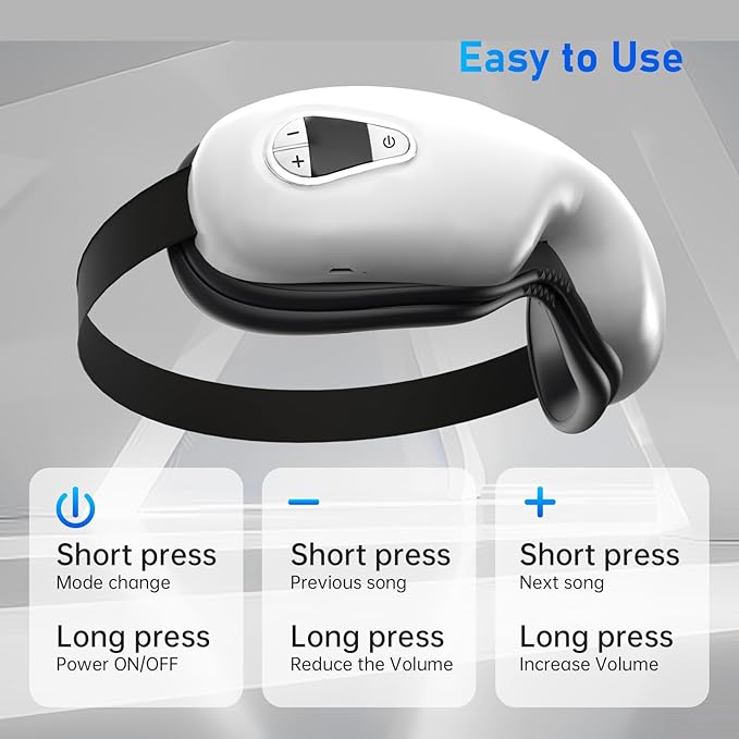 Eye Massager with Heat and Music. Eye Massage for Migraines.Father's Day Birthday Gifts for Mom Dad Women Men Her Him.Eye Mask Heated.Face Massager Mask