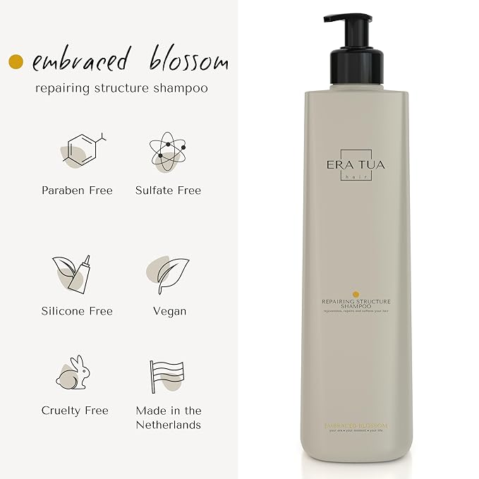 Embraced Blossom Shampoo | Dutch Made & Formulated Repairing Shampoo for Damaged Hair | Sweet Scent of Neroli, Orange Blossom & Jasmine 750ml