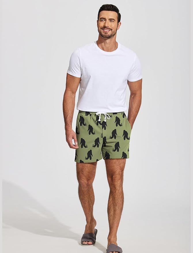 Deyeek 5.5 Inch Mens Pajama Shorts Sleep Cotton Lounge PJ Lightweight Elastic Waist Drawstring Nightwear Bottom with Pockets