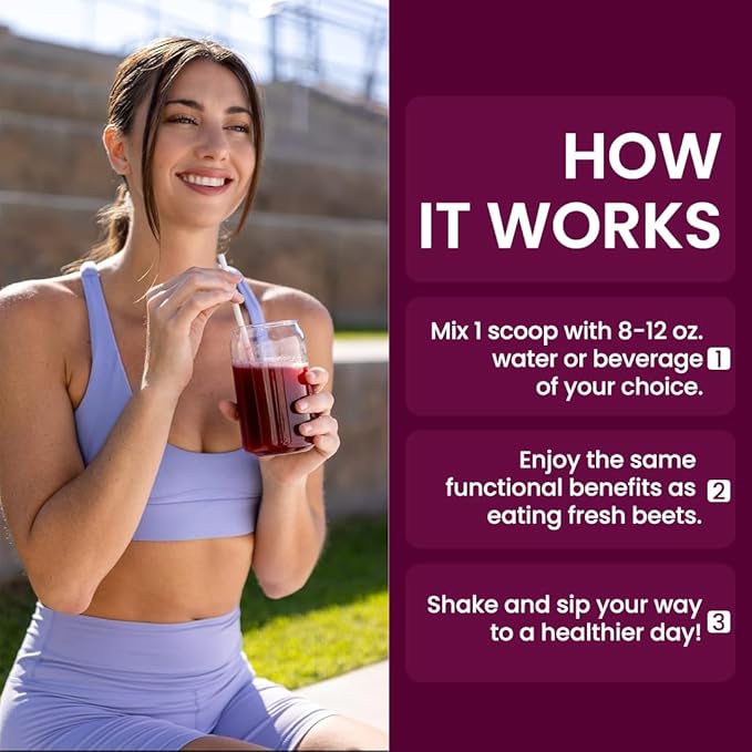 Superfood Beets Powder, 21.2oz 80 Servings - Beetroot Powder Organic Beet Root Blend with Green Tea & Berry Flavor, Non-GMO, Plant-Based Drink Mix