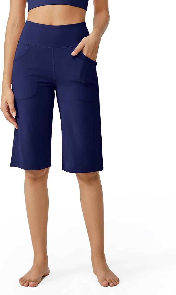 Promover Capri Pants for Women Wide Leg Yoga Cropped Pants with Pockets Loose Casual Summer Pants