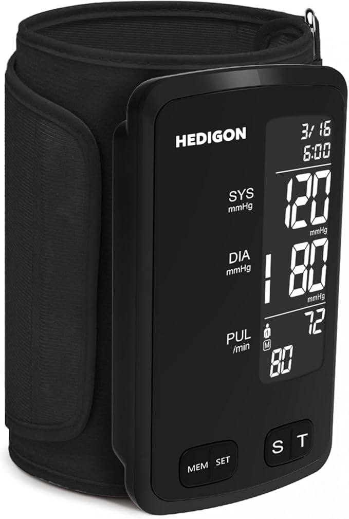 Upper Arm One-Piece Design Blood Pressure Monitor 9″ to 17″ Large with Digital Blood Pressure Cuff Portable for Home use (Built-in Lithium Battery) Rechargeable