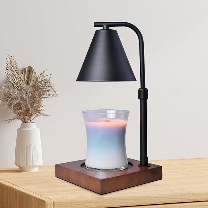 SOKCVSEA Candle Warmer Lamp - Candle Lamp Warmer with Timer Height Adjustable, Birthday Gifts for Women Mom, House Warming Gifts New Home Decor, Wax Melt Candle Warmer with 2 Bulbs 5-Black