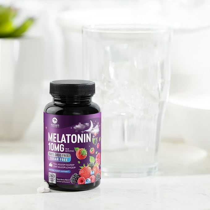 Melatonin 10mg Fast Dissolve Supplements, Sleep Support Supplement for Adults - Extra Strength 10 mg Melatonin Tablet for Restful Sleep Support, Strawberry Flavor, Sugar-Free Non-GMO - 240 Tablets