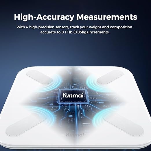 Yunmai Smart Scale with BMI, Body Fat, Muscle Mass, Digital Weight Body Fat Scale Mini, 13 Body Composition Scale Bluetooth Health Apps Compatible, Rechargeable 400lb