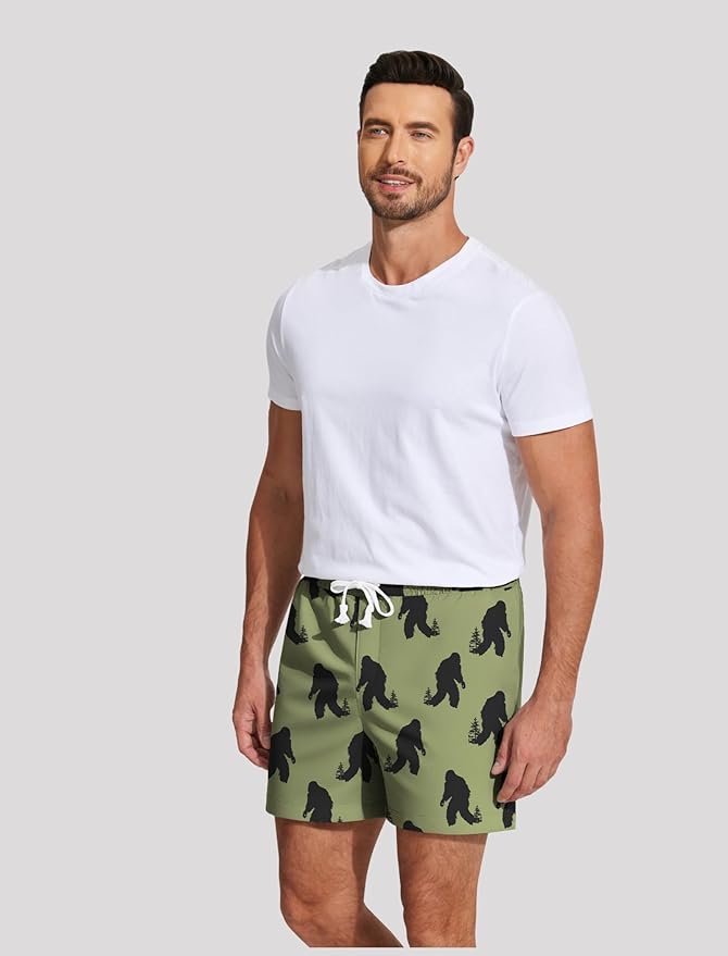 Deyeek 5.5 Inch Mens Pajama Shorts Sleep Cotton Lounge PJ Lightweight Elastic Waist Drawstring Nightwear Bottom with Pockets