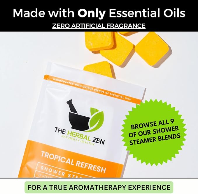 Tropical Refresh Shower Steamers Aromatherapy with Citrus Essential Oils,Made in The USA Shower Bomb Aromatherapy, Self Care Gift, Spa Day Gifts, Birthday Gifts, Gift for Her