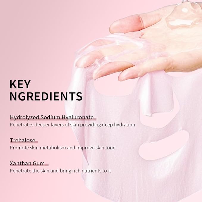 REAL DEEP HYALURONIC ACID GLOW MASK - Brightening Face Mask with Brrigredo Oxygen Complex & Full-Molecular HA - Antioxidant Treatment for Dull, Tired Skin - Improves Skin Texture & Radiance - 5 Pack