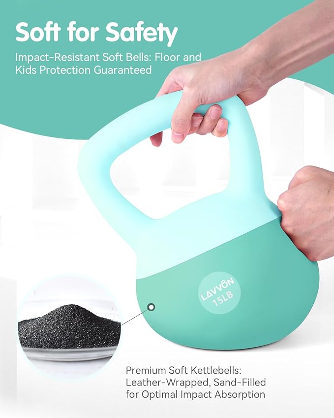 Soft Kettlebell - Cushioned Impact-Resistant Base and Anti-Slip, Kettle bell Anti-Slip Grip Weight for Home Workouts, Safe Strength Training Kettlebells Sets for Women & Men, With Non-slip Gloves