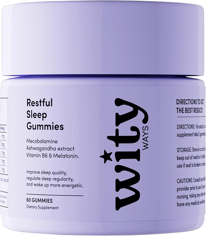 WITYWAYS Melatonin Sleep Gummies for Adults - Fast-Acting 20 Minute Sleep Aid with Ashwagandha KSM-66 & L-Theanine, Sugar-Free Plant-Based Sleep Support, 60 Chewables for Restful Nights (1)