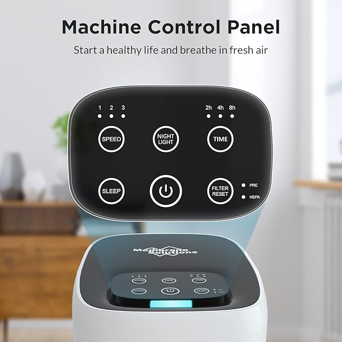MS18 Air Purifier for Home Large Room and Bedroom with True HEPA Filter, Quiet Dust Removers, Odor Eliminators for Allergies, Smoke, Pets Dander, Mold, Smell, Pollen