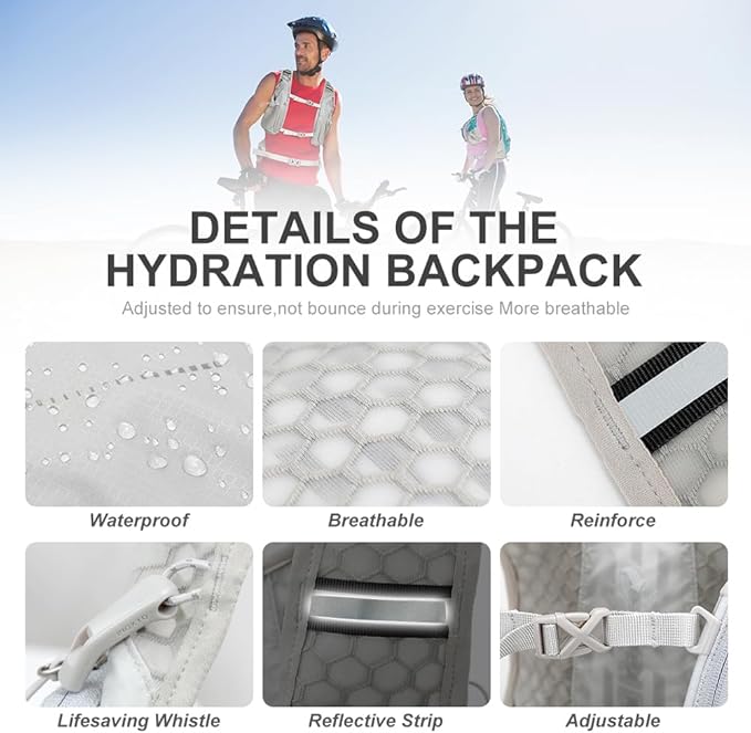 INOXTO Hydration Pack Backpack ,Water Backpack with 2L Leakproof Water Bladder, Running Hydration Vest for Man, Daypack for Cycling Motocross Climbing Trail Running