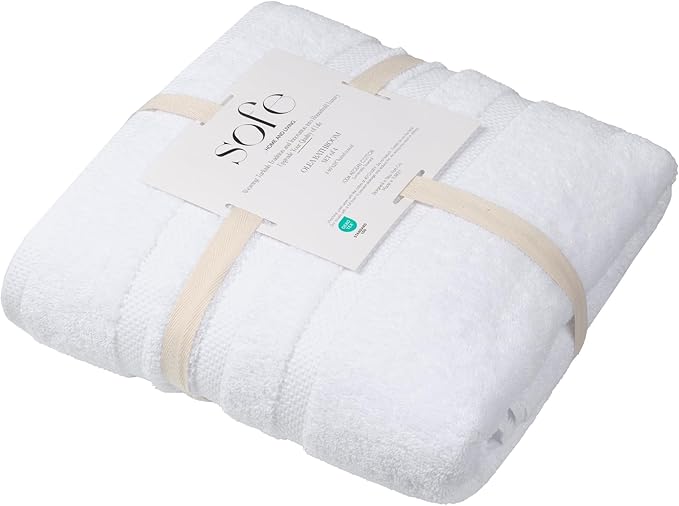 SOFE H&L | Olea Luxury Turkish Cotton Bath Towel Set of 1 : 1 Jumbo Bath Towel White | Premium, Soft, Durable, Absorbent | XL Bath Towels Oversized