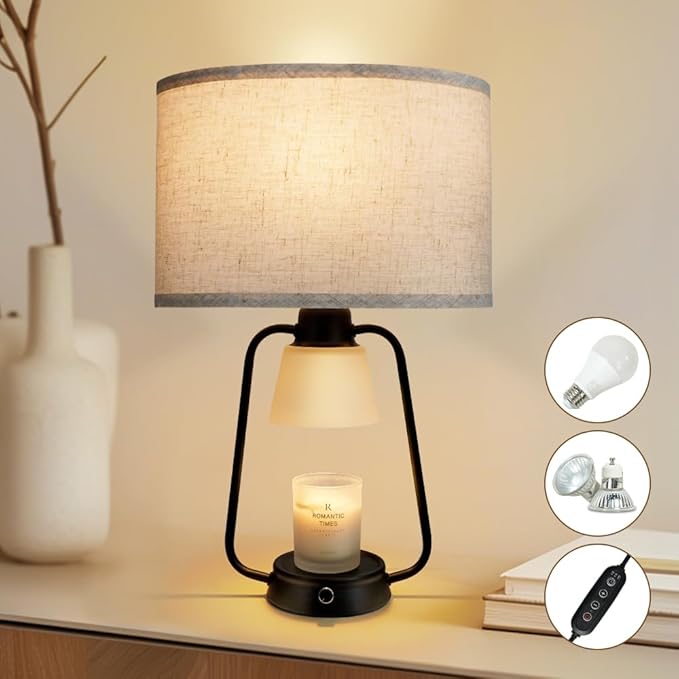 Candle Warmer Lamp with Timer Dimmable Table Lamp for New Home Decor,Birthday Gifts Wax Warmer Lamp for Jar Candles with 3 Bulbs