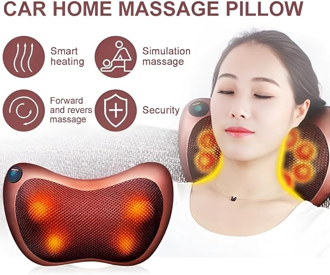 Shiatsu Back and Neck Massager with Heat โ Deep Tissue, Pain Relief Pillow for Neck, Shoulders, Legs, Feet โ Relaxing Electric Massager for Home, Car & Office Use