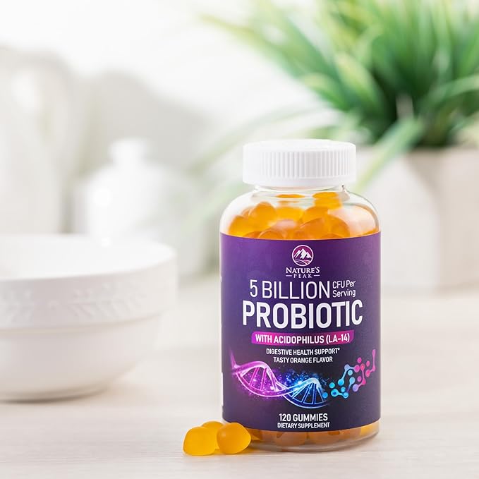 Probiotic Gummies 5 Billion CFU - Daily Probiotic Gummy Supplement for Women, Men & Teens - Natural Digestive Health, “Good” Gut & Immune Support with 6 Pro Biotic Strains - Orange Flavor - 120 Count