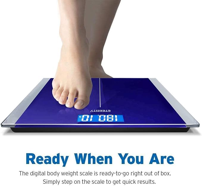 Etekcity Scale for Body Weight, Bathroom Digital Electric Scale for People, Measures Weight up to 400 lbs, Blue