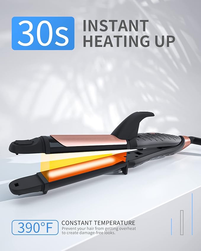 Hair Curling Iron 2-in-1 Dual Voltage Curling Iron,(100V~250V) Dual Voltage Hair Straightener Travel Curling Iron European Flat Iron