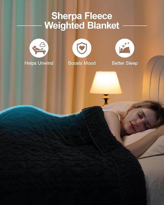 Super Fuzzy Soft Sherpa Fleece Weighted Blanket, 15 lbs Dual Sided Fluffy Heavy Weighted Blankets for Adults - No Bunching with Double Layers of Soft Inner Lining (48"x 72", 15 Pounds)