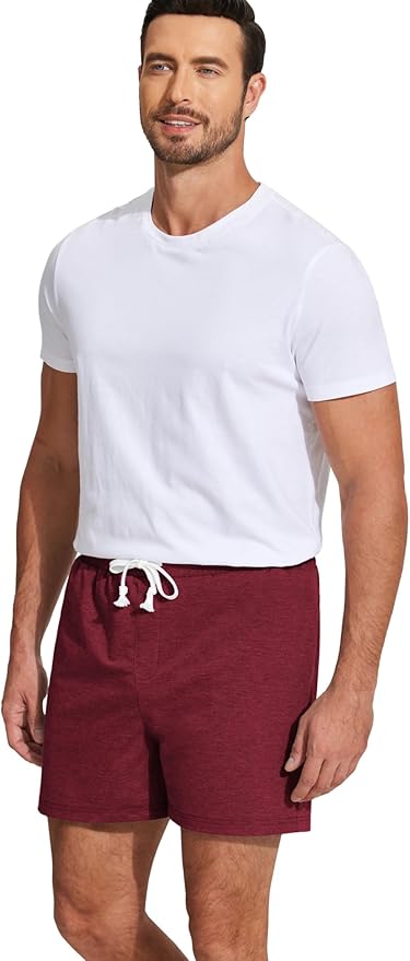 Deyeek 5.5 Inch Mens Pajama Shorts Sleep Cotton Lounge PJ Lightweight Elastic Waist Drawstring Nightwear Bottom with Pockets