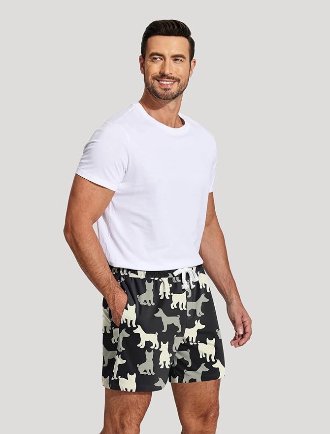 Deyeek 5.5 Inch Mens Pajama Shorts Sleep Cotton Lounge PJ Lightweight Elastic Waist Drawstring Nightwear Bottom with Pockets