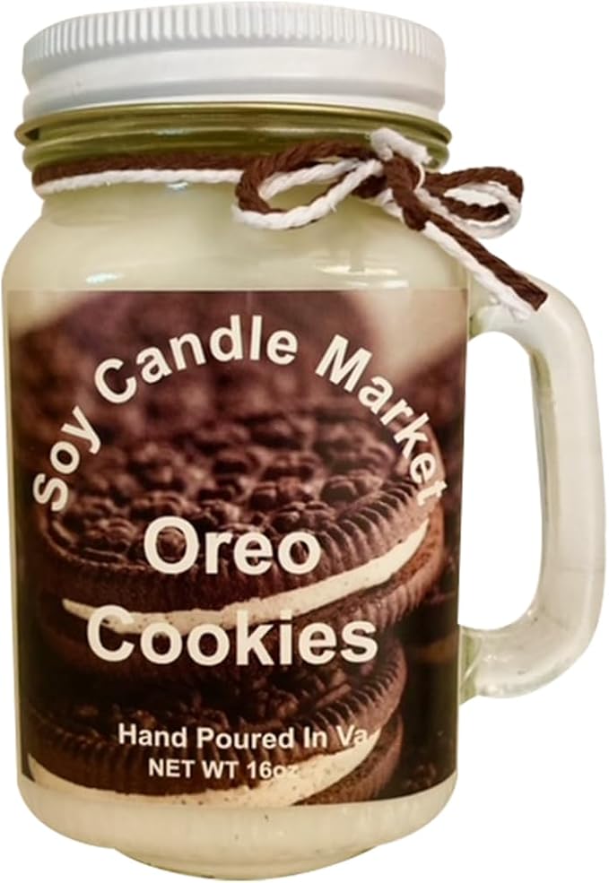Soy Scented Candles | Handmade & Highly Aromatic Candles Burns Upto 85 Hours in Glass Jar - Perfect for Home Decor, Wedding, Birthday, Dinner (Oreo Cookies, 16 oz)