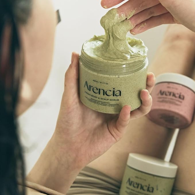 Arencia Fresh Cloud Sea Salt Body & Scalp Scrub (Mint)- Gentle Exfoliation for Softer, Refreshed Skin and Scalp, Korean Skin Care