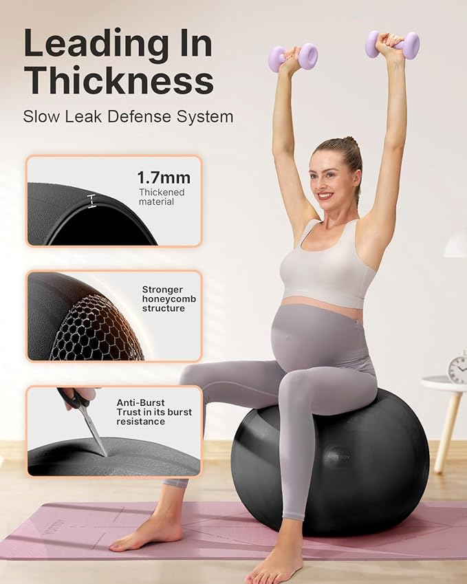 YOTTOY Pregnancy Ball - 1.8mm Thick Birthing Ball for Maternity Physio and Birth Preparation, Yoga and Exercise for Pregnancy - Includes Pump