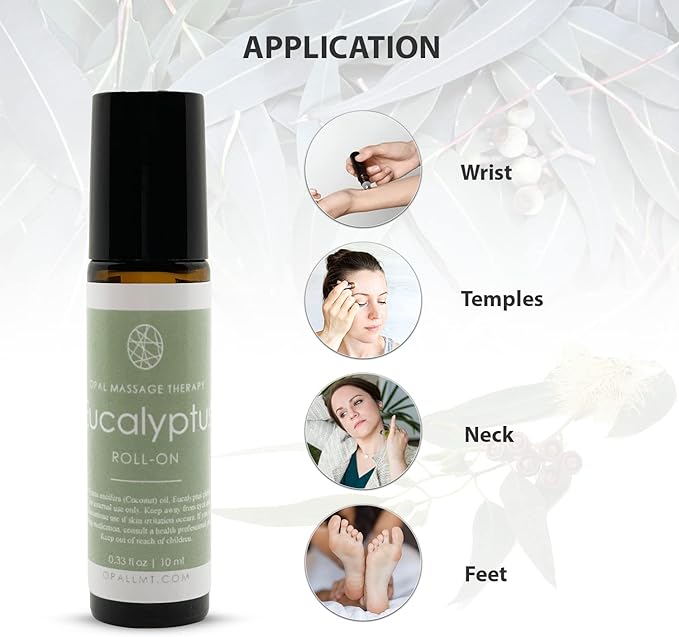 Premium Essential Oil Roll On Opal Massage Therapy (Eucalyptus)