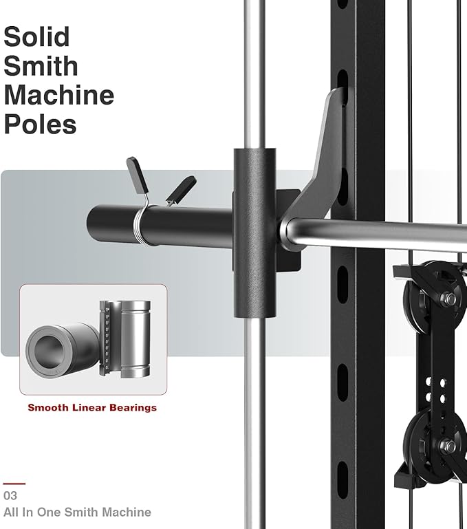 DONOW Smith Machine with Weight Stacks Home Gym Sytem Power Cage Squat Rack Dual Cable Crossover Machine All in One