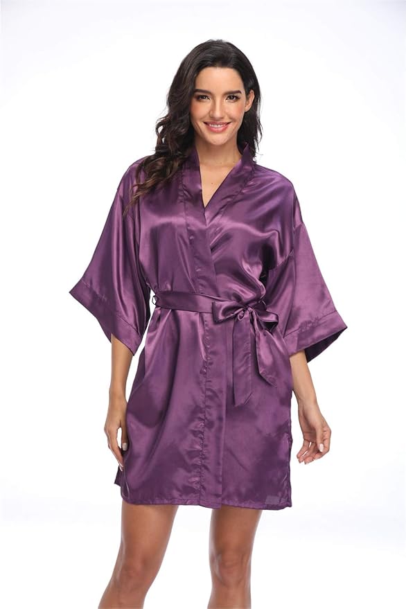 Women's Pure Short Silky Robes Bridesmaid Bride Party Satin Robes Sleepwear