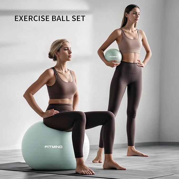Exercise Balls Set 22-30 Inch & 9 Inch, Small Pilates Ball with Pump, Pregnancy Ball for Women, Yoga Balls for Exercise, Small Exercise Ball for Between Knees, Stability, Physio