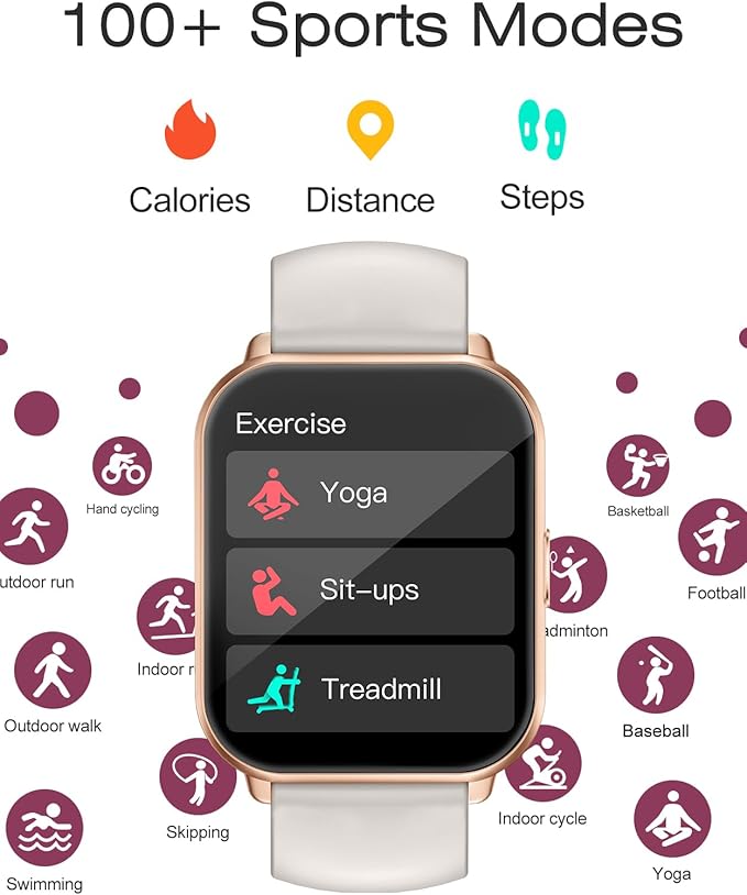 Smart Watches for Women Men (Answer/Make Calls, 3 Bands), 1.85" Fitness Tracker Watch for iPhone/Android Phones with Heart Rate Monitor Sleep/Steps Tracker 100+ Sports Pedometer Waterproof Gold