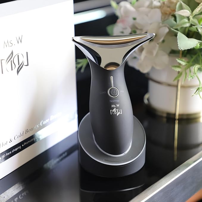 Ms.W Red Light Neck Face Massager, Facial Massager with Hot & Cold Modes for Skin Care, Vibration for Skin Tightening and Rejuvenation(Black)