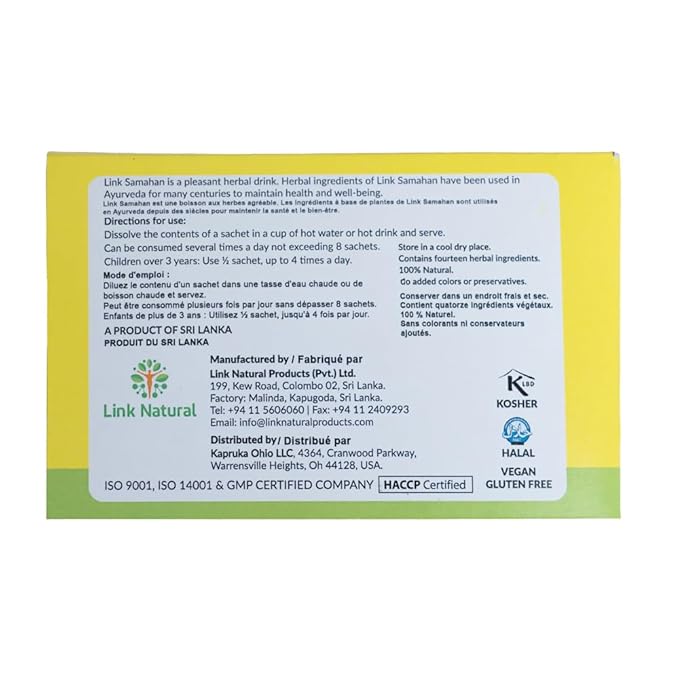 SAMAHAN Ayurvedic Herbal Tea Packets - Sri Lankan Ceylon Blend with 14 Natural Herbs Including Ginger, Black Pepper & More, Herbal Tea Bags for Wellness, Relaxation & Daily Comfort - 100 Count